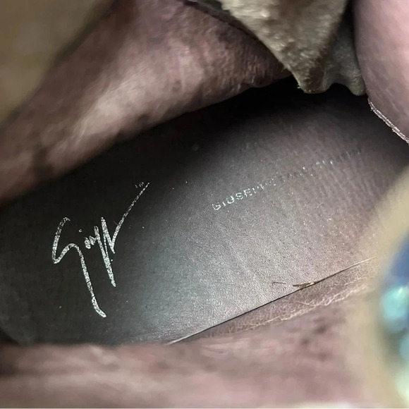 Giuseppe Zanotti  Brown Leather Donna Hi-Top Swarovski Crystal Sneakers 37 - Picture 11 of 13